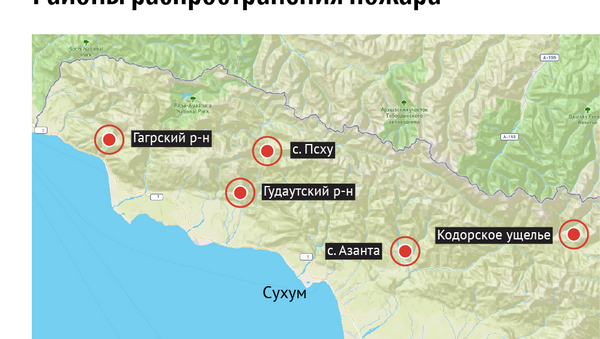 Пожар на Сухумском перевале Абхазии - Sputnik Абхазия