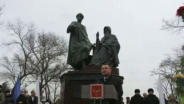 Открытие памятника,посвященного единству Крыма и России в Керчи - Sputnik Абхазия