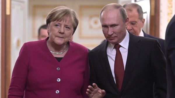 Встреча президента РФ В. Путина с канцлером Германии А. Меркель - Sputnik Абхазия
