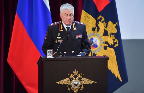 Министр внутренних дел РФ Владимир Колокольцев выступает на ежегодном расширенном заседании коллегии министерства - Sputnik Абхазия