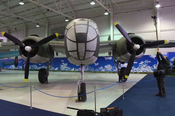 Американский бомбардировщик B-25 Митчелл , представленный в Центральном музее Военно-воздушных сил, в Монино - Sputnik Абхазия