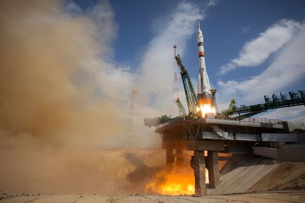Запуск ракеты-носителя Союз-2.1а с пилотируемым кораблем Союз МС-16 с экипажем МКС-63 со стартовой площадки космодрома Байконур - Sputnik Абхазия
