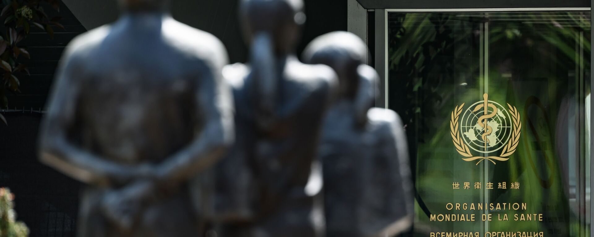 На этом снимке, сделанном 24 апреля 2020 года, изображены статуи, стоящие перед входом в штаб-квартиру Всемирной организации здравоохранения (ВОЗ) в Женеве, на фоне вспышки COVID-19, вызванной новым коронавирусом. - Sputnik Абхазия, 1920, 24.11.2021