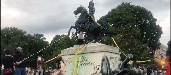 Слезай с коня! В США протестующие пытались повалить памятник 7-му президенту США - Sputnik Абхазия