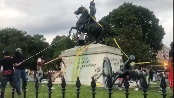 Слезай с коня! В США протестующие пытались повалить памятник 7-му президенту США - Sputnik Абхазия